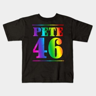 Mayor Pete Buttigieg could just become the 46th President in 2020. Rainbow distressed text version. Kids T-Shirt